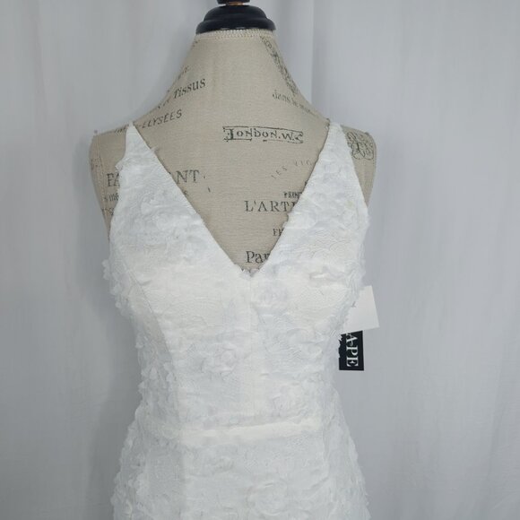 Xscape Lace Dress 4 White Midi Bridal Sleeveless - Picture 2 of 12